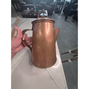 Vintage Copper Coffee Pot Pitcher with Lid Rustic Farmhouse Decor 9.5 Inch